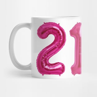 Hot Pink 21st Birthday Metallic Helium Balloons Numbers Mug